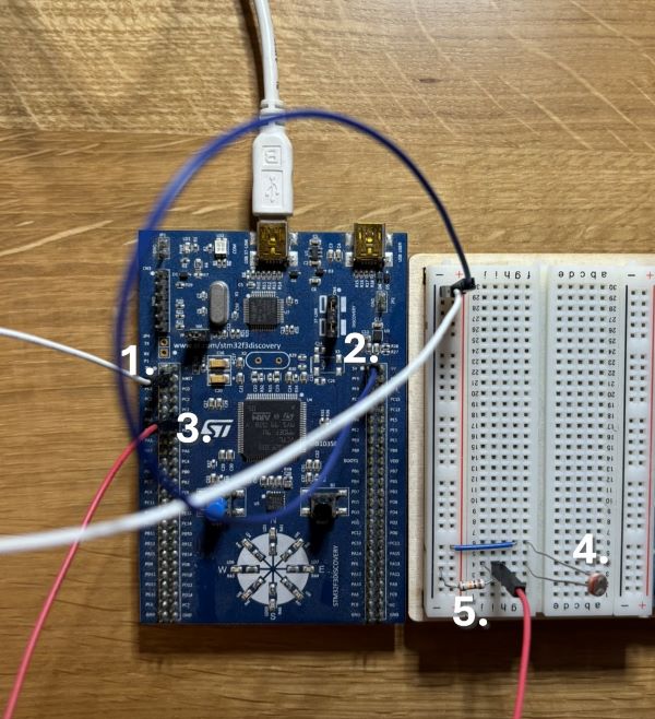 Board setup with light sensor
